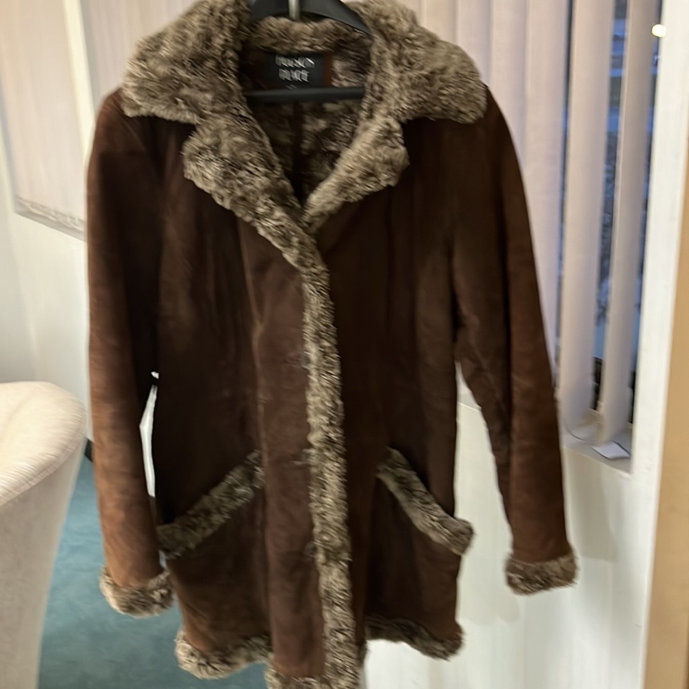 RARE GEM !! HUDSON PLACE vintage genuine all LEATHER SUEDE JACKET